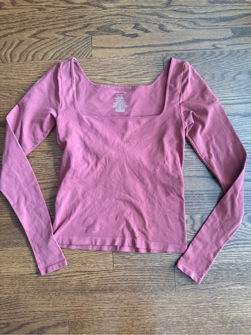 Free People Square-Neck Long Sleeve Top Burgundy Size XS/S